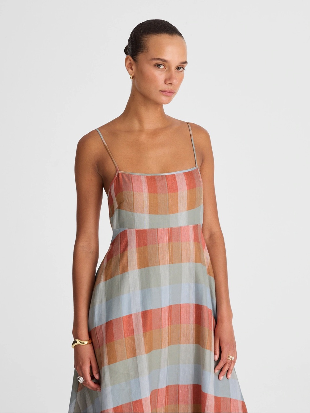 Madewell Empire-Waist Midi Dress in Plaid - Picture 2 of 8